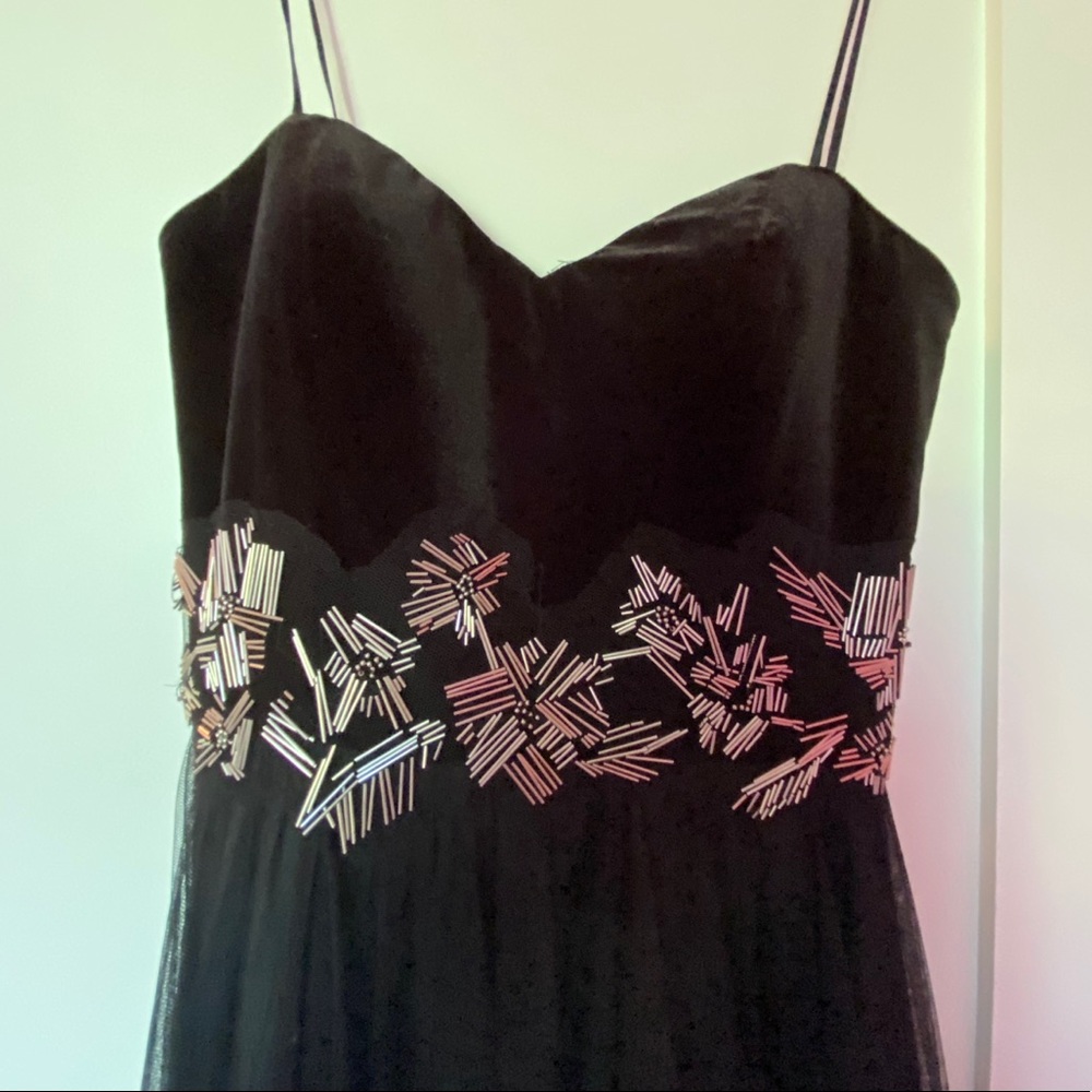 Black Adian Mattox Strapless Prom Dress
